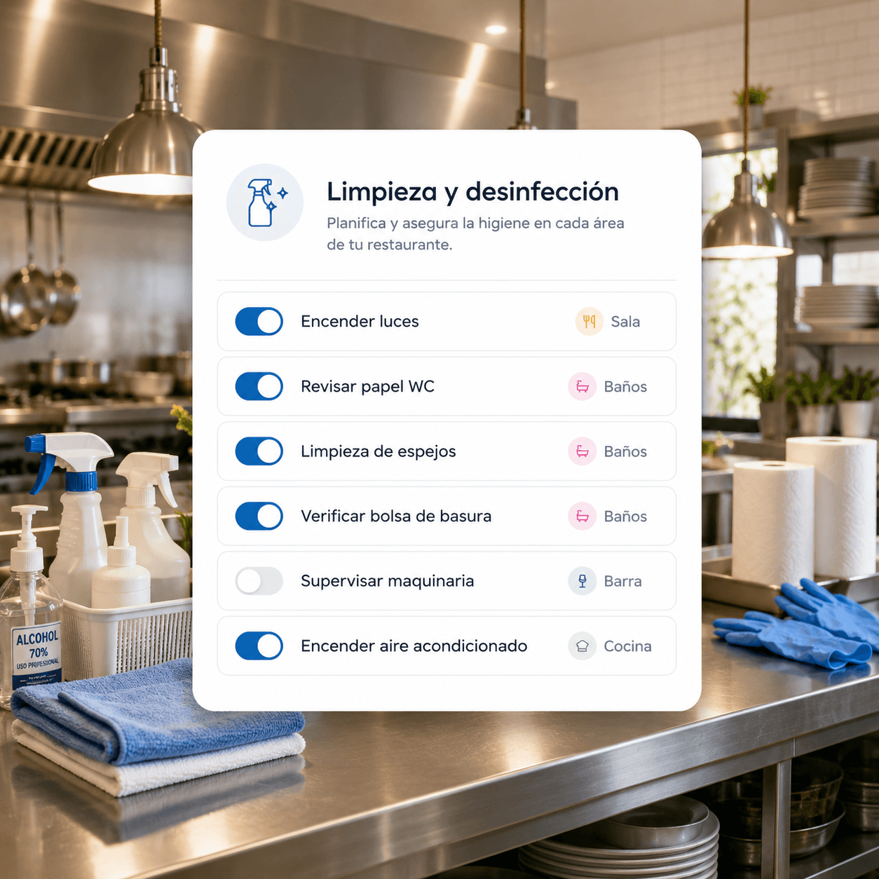 Checklist de tareas de limpieza y desinfección por área del restaurante